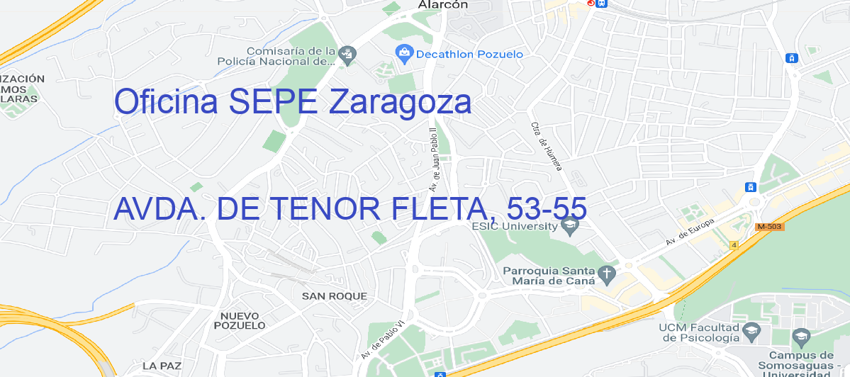 Oficina Calle AVDA. DE TENOR FLETA, 53-55 en Zaragoza - Oficina SEPE