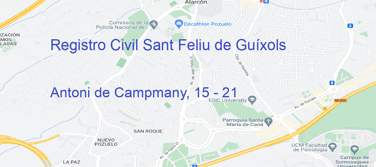 Oficina Calle Antoni de Campmany, 15 - 21 en Sant Feliu de Guíxols - Registro Civil
