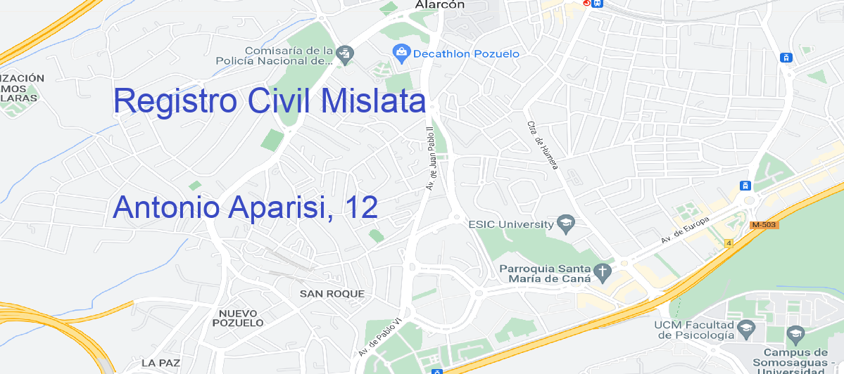 Oficina Calle Antonio Aparisi, 12 en Mislata - Registro Civil