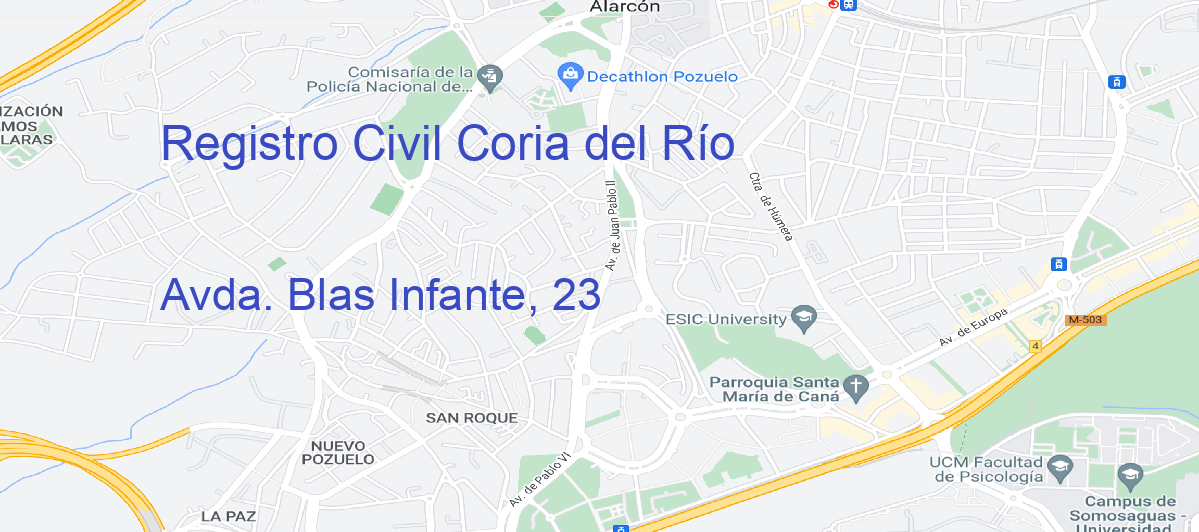 Oficina Calle Avda. Blas Infante, 23 en Coria del Río - Registro Civil