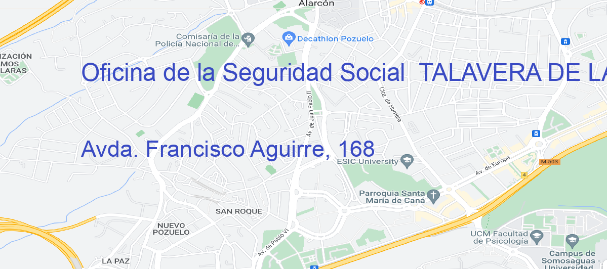 Oficina Calle Avda. Francisco Aguirre, 168 en Talavera de la Reina - Oficina de la Seguridad Social 