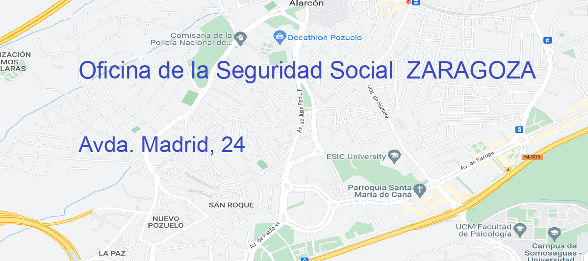 Oficina Calle Avda. Madrid, 24 en Zaragoza - Oficina de la Seguridad Social 