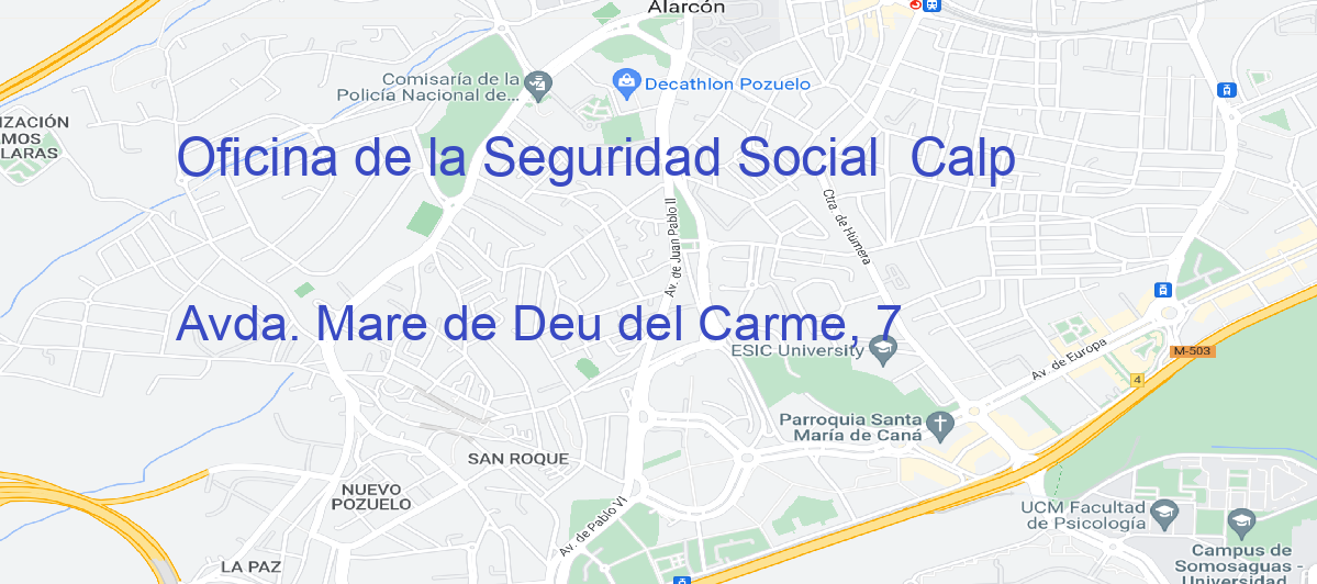 Oficina Calle Avda. Mare de Deu del Carme, 7 en Calp - Oficina de la Seguridad Social 