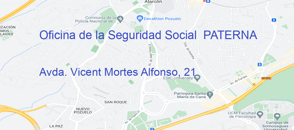 Oficina Calle Avda. Vicent Mortes Alfonso, 21 en Paterna - Oficina de la Seguridad Social 