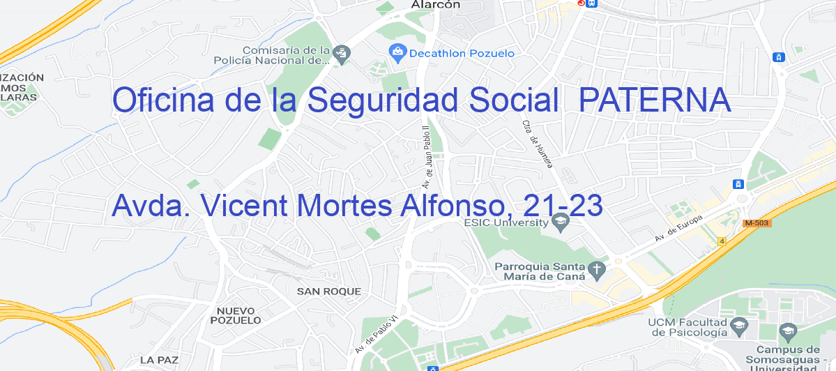 Oficina Calle Avda. Vicent Mortes Alfonso, 21-23 en Paterna - Oficina de la Seguridad Social 