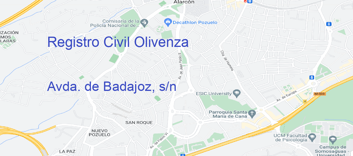 Oficina Calle Avda. de Badajoz, s/n en Olivenza - Registro Civil