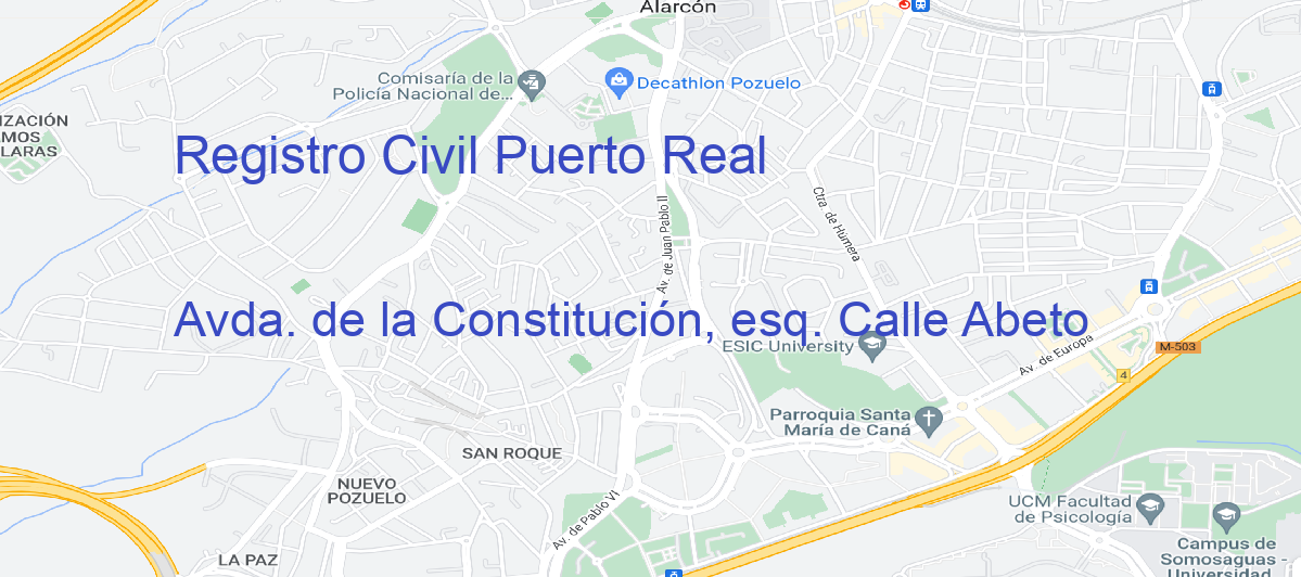 Oficina Calle Avda. de la Constitución, esq.  Abeto en Puerto Real - Registro Civil