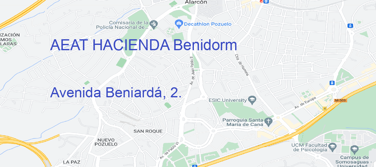 Oficina Calle Avenida Beniardá, 2. en Benidorm - AEAT HACIENDA
