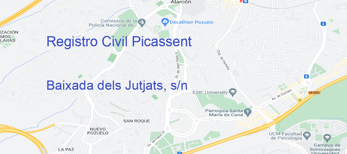 Oficina Calle Baixada dels Jutjats, s/n en Picassent - Registro Civil