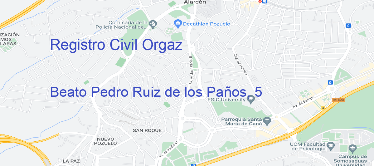 Oficina Calle Beato Pedro Ruiz de los Paños, 5 en Orgaz - Registro Civil