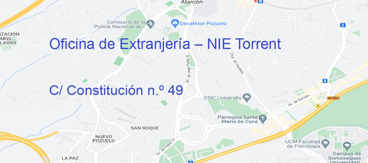 Oficina Calle C/ Constitución n.º 49 en Torrent - Oficina de Extranjería – NIE