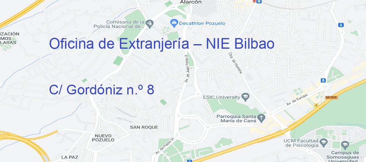 Oficina Calle C/ Gordóniz n.º 8 en Bilbao - Oficina de Extranjería – NIE