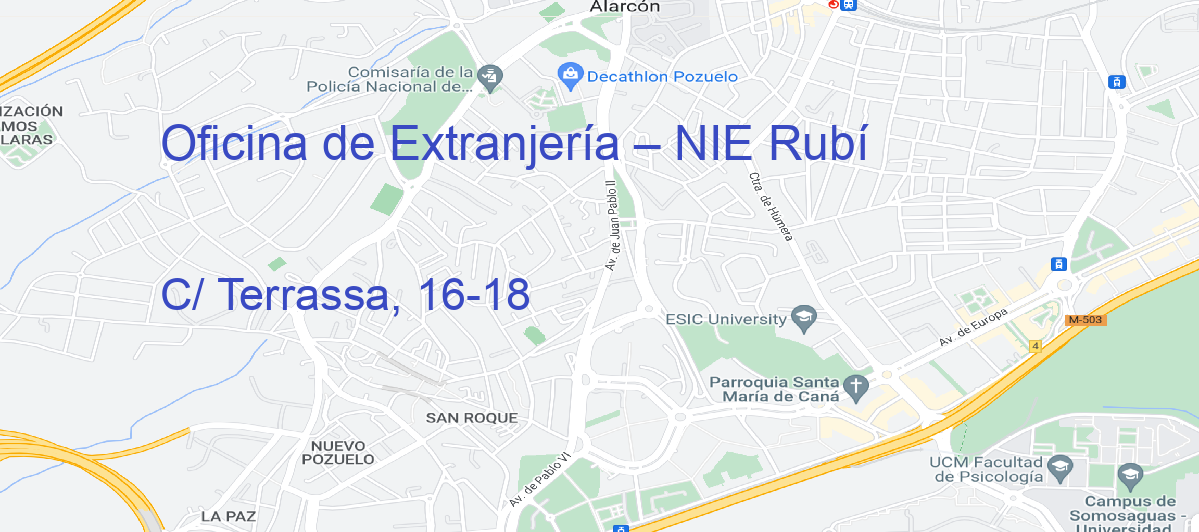 Oficina Calle C/ Terrassa, 16-18 en Rubí - Oficina de Extranjería – NIE