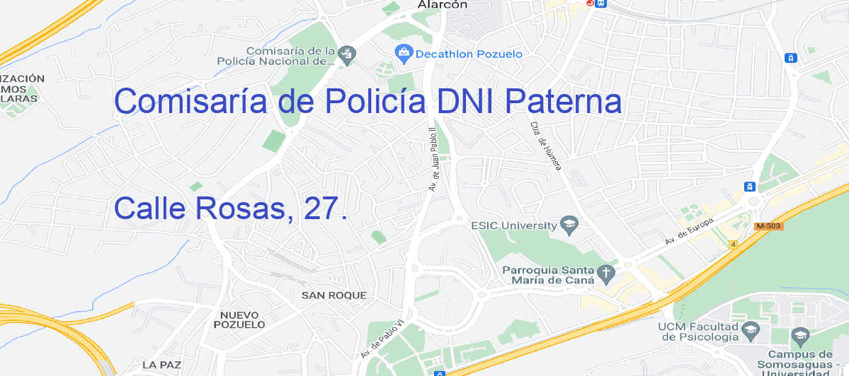 Oficina Calle  Rosas, 27. en Paterna - Comisaría de Policía DNI