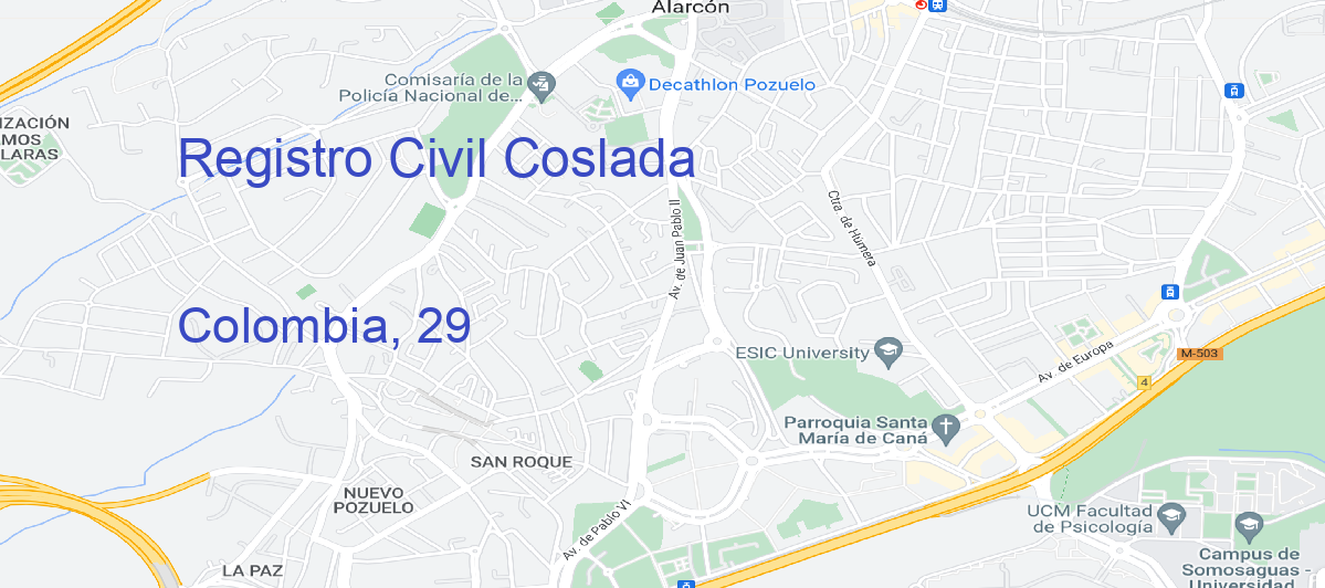 Oficina Calle Colombia, 29 en Coslada - Registro Civil