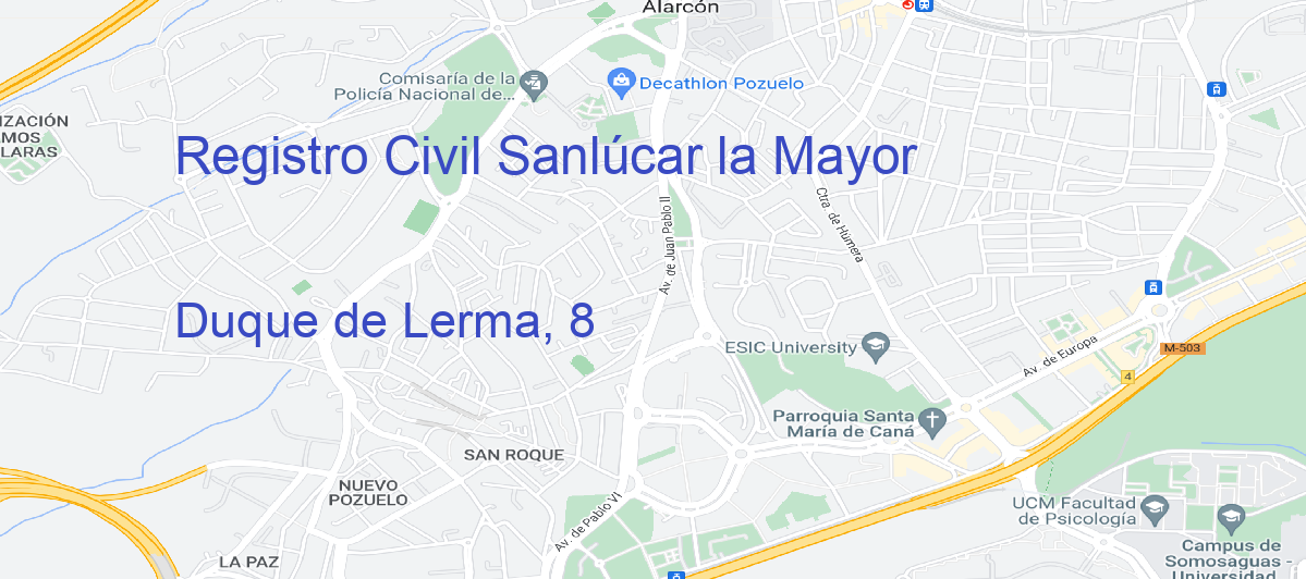 Oficina Calle Duque de Lerma, 8 en Sanlúcar la Mayor - Registro Civil