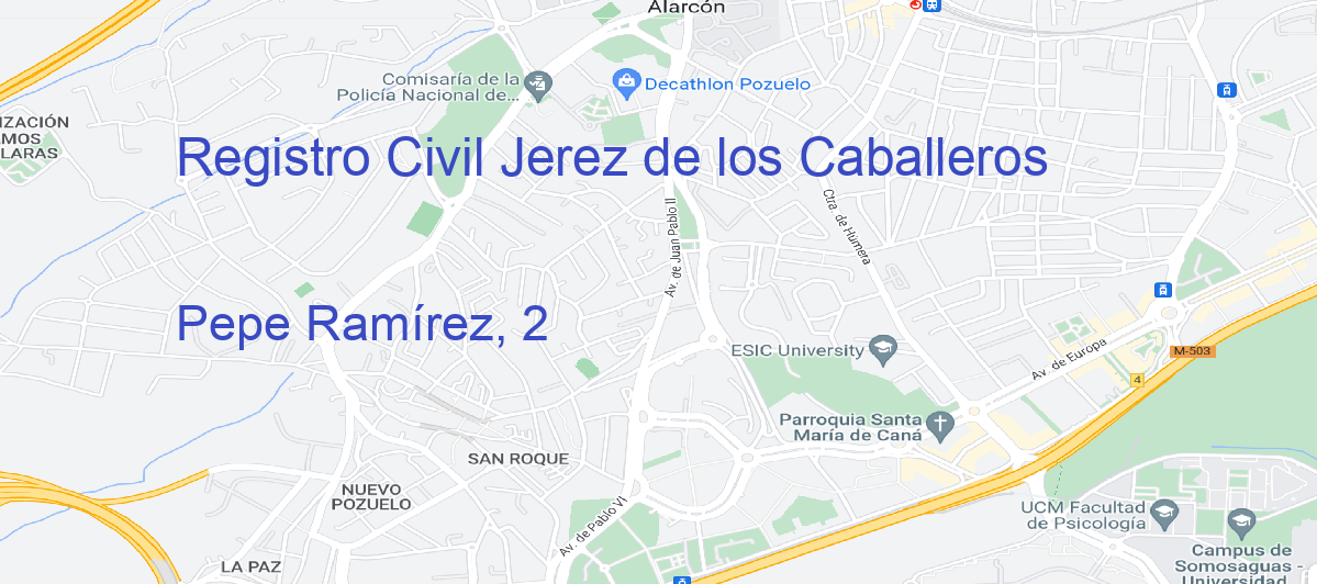 Oficina Calle Pepe Ramírez, 2 en Jerez de los Caballeros - Registro Civil