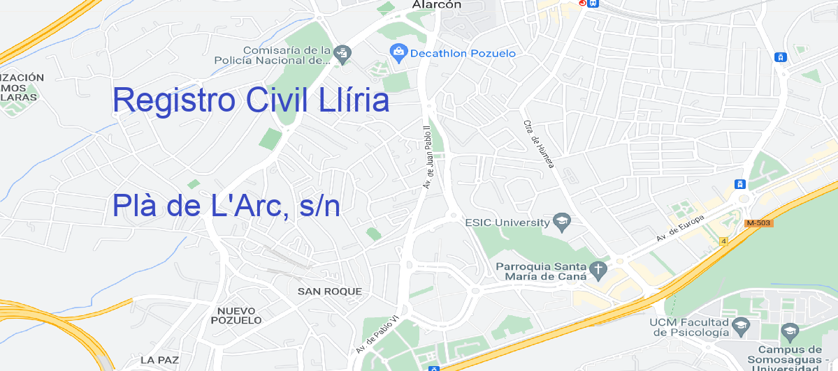 Oficina Calle Plà de L'Arc, s/n en Llíria - Registro Civil