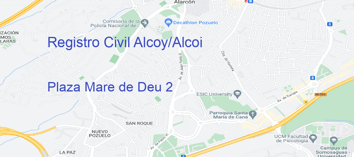 Oficina Calle Plaza Mare de Deu 2 en Alcoy/Alcoi - Registro Civil