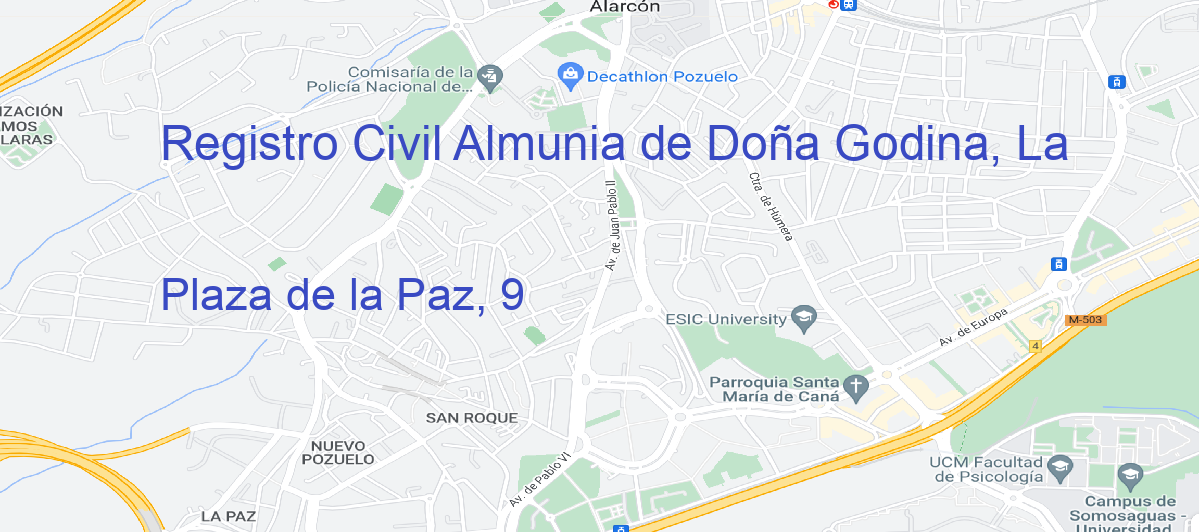 Oficina Calle Plaza de la Paz, 9 en Almunia de Doña Godina, La - Registro Civil