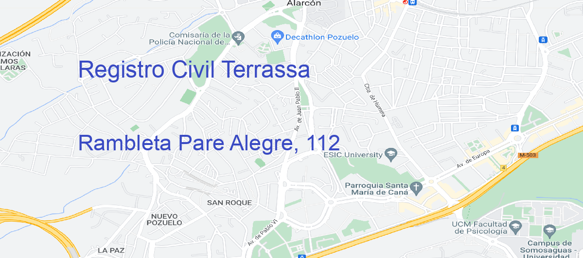 Oficina Calle Rambleta Pare Alegre, 112 en Terrassa - Registro Civil
