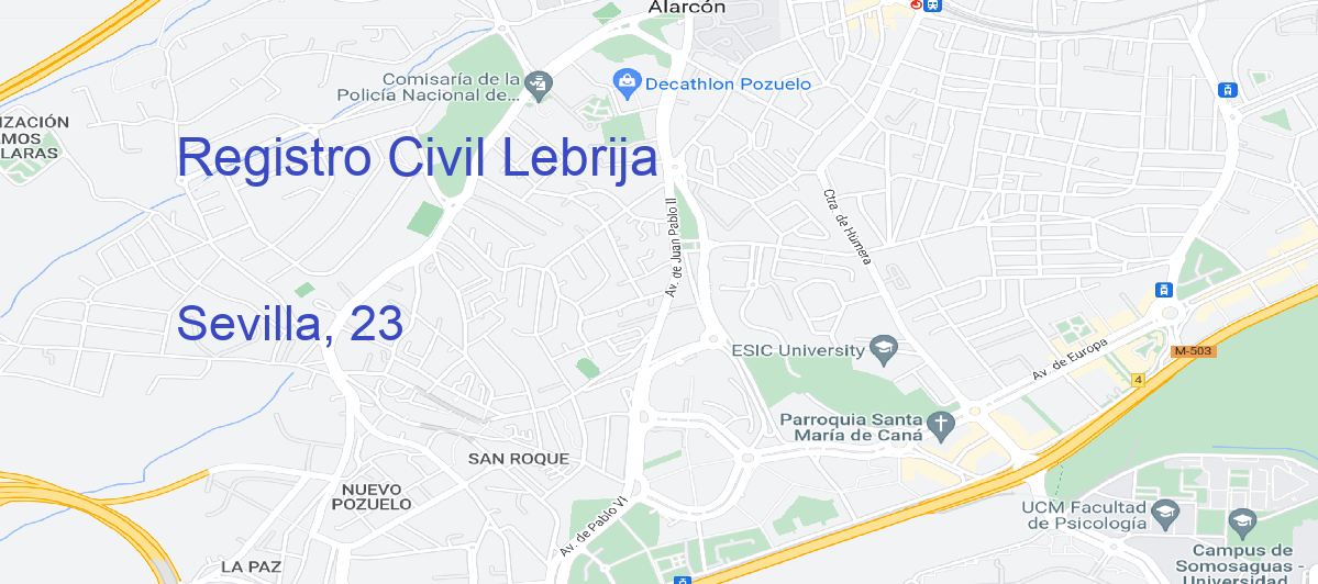 Oficina Calle Sevilla, 23 en Lebrija - Registro Civil