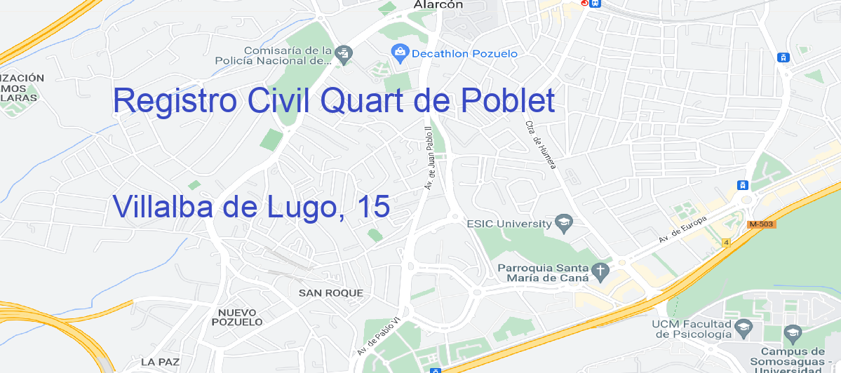 Oficina Calle Villalba de Lugo, 15 en Quart de Poblet - Registro Civil